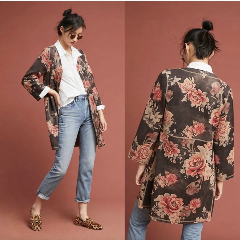 ANTHROPOLOGIE MONARCH Rare Rose Print Coat